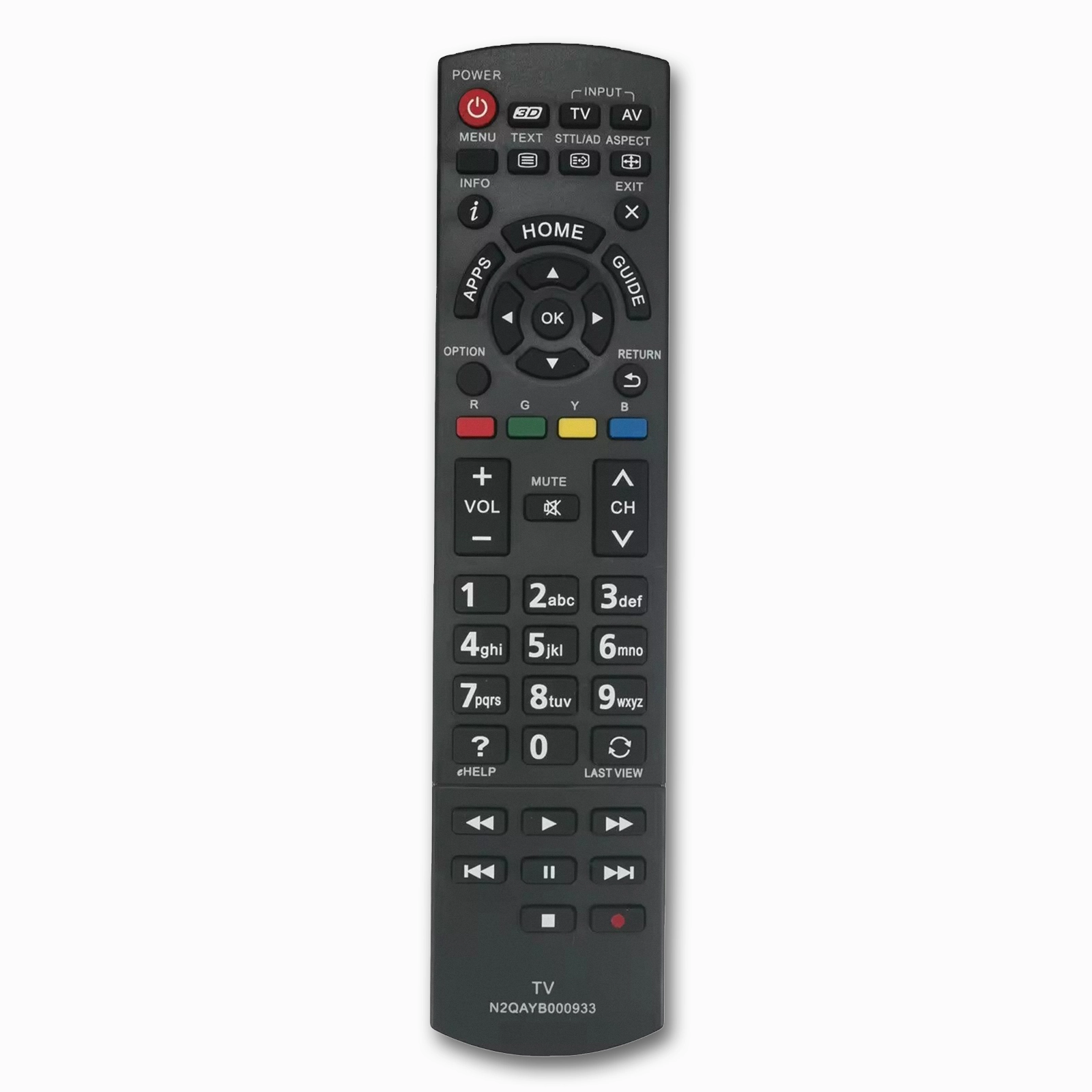 Panasonic N2QAYB000933 Remote | No Programming | AS Series LCD TVs