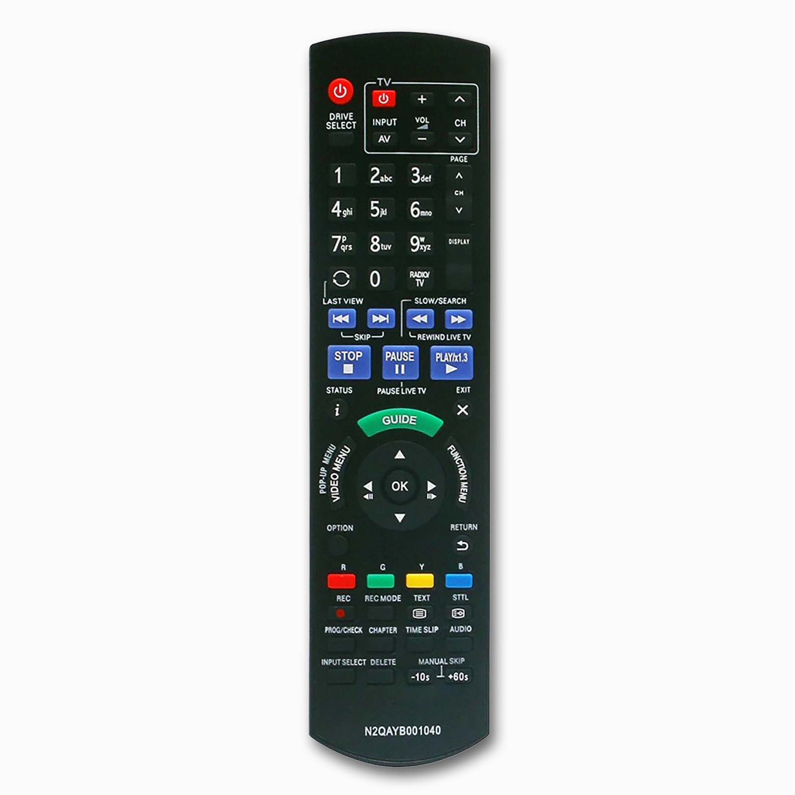 Panasonic N2QAYB001040 Replacement Remote | Blu-Ray Disc Recorder | DMR-BWT450 Series